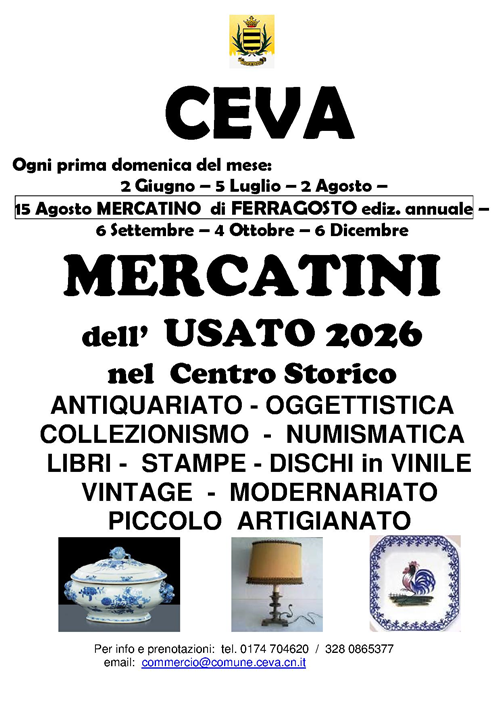 Calendario mercatini anno 2026 - 
Edizione annuale mercatino di Ferragosto